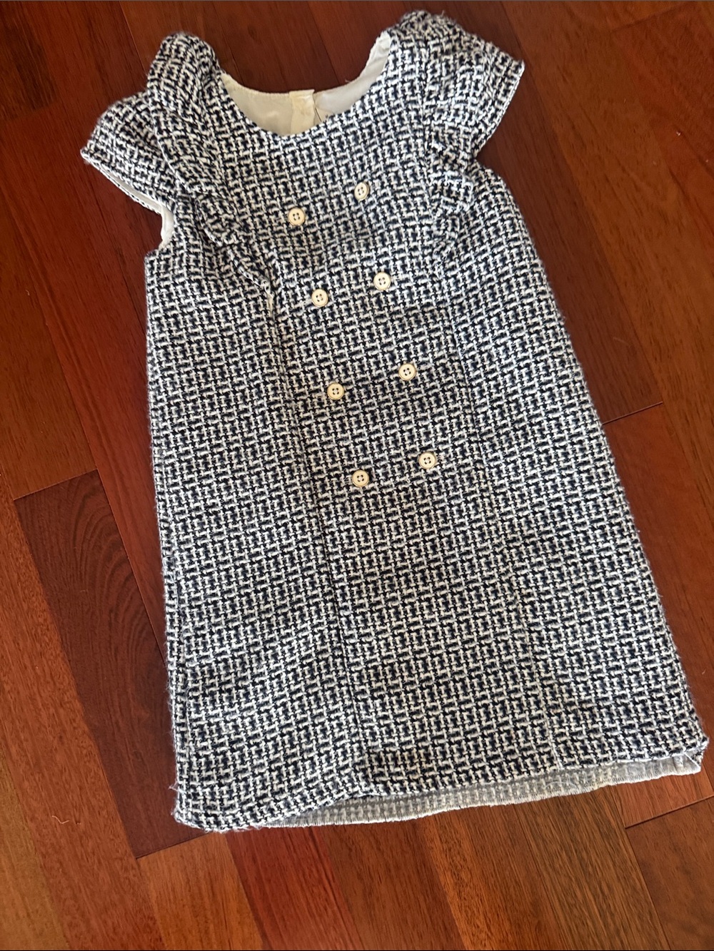 Janie and Jack Black and White Tweed Double-Breasted Dress